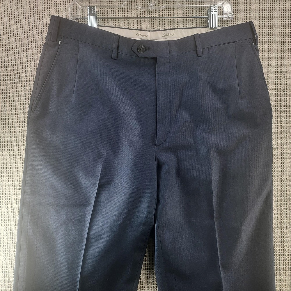 Brioni‎ Dress Pants Mens 36x28 Navy Blue Flat Front Formal Work Office Wear